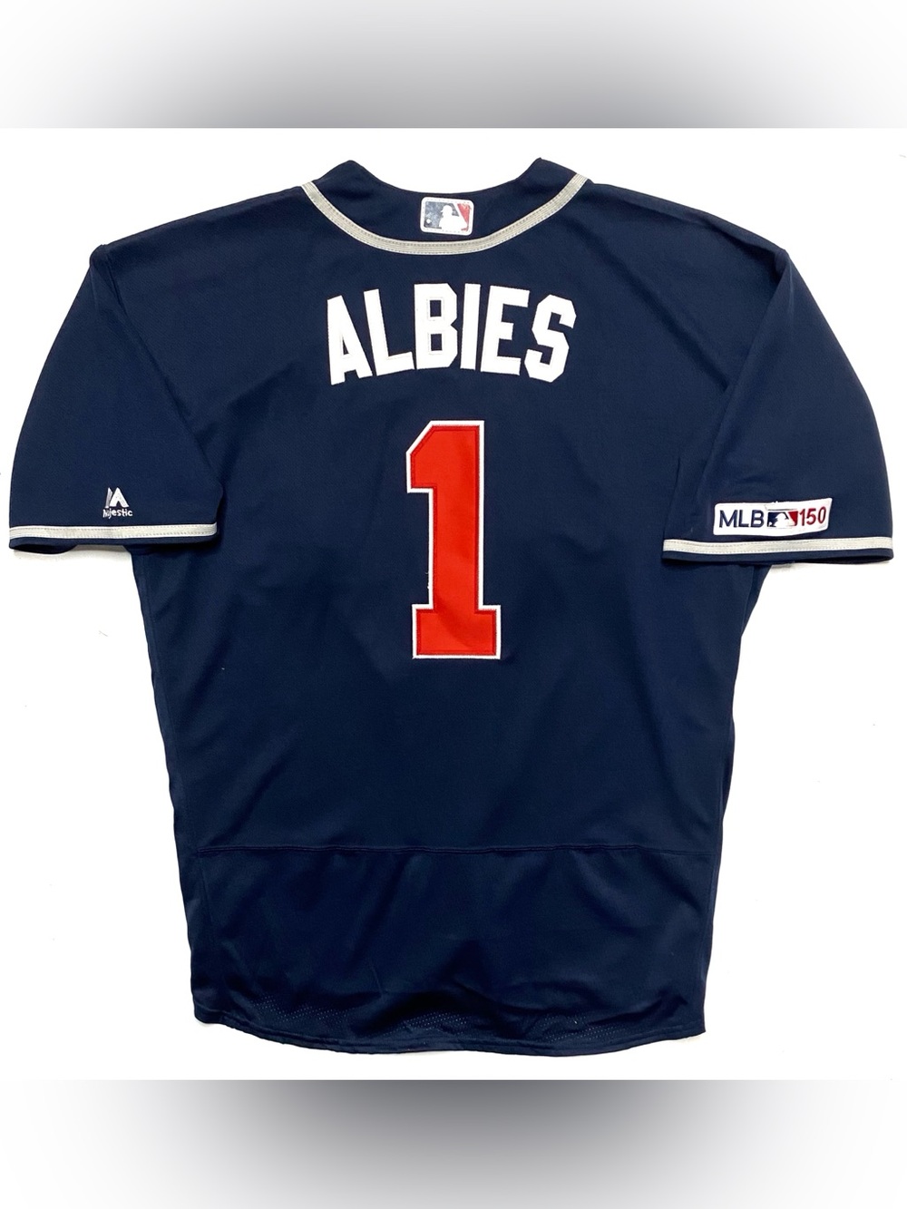 Ozzie Albies 2019 Atlanta Braves MLB 150 Anniversary Majestic Baseball Jersey 56 - Picture 2 of 9